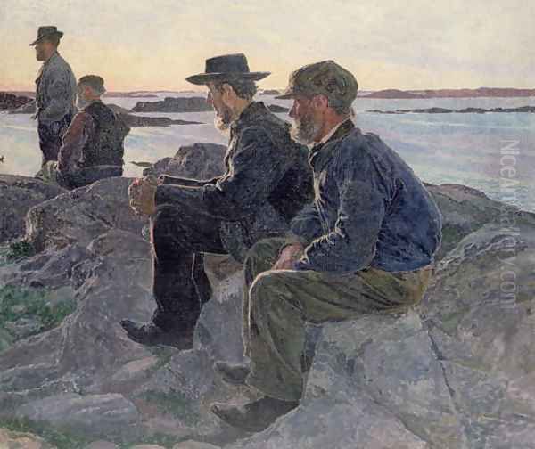 On the Rocks at Fiskebackskil, 1905-6 Oil Painting by Carl Wilhelm Wilhelmson