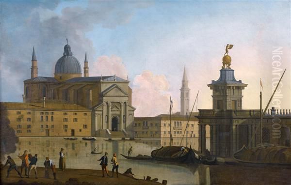 La Punta Della Dogana Face A L'eglise Du Redentore A Venise Oil Painting by William Marlow