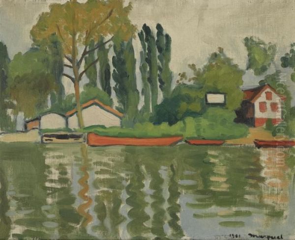 Les Peupliers A Villennes Oil Painting by Albert Marquet