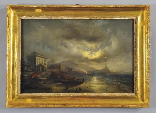 Veduta Di Genova Da Villa Bombrini Oil Painting by Joseph Heinrich L. Marr