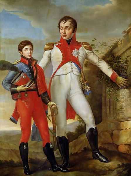 Louis Bonaparte (1778-1846) King of Holland and Louis Napoleon (1804-31) Crown Prince of Holland, c.1806 Oil Painting by Jean Baptiste Joseph Wicar