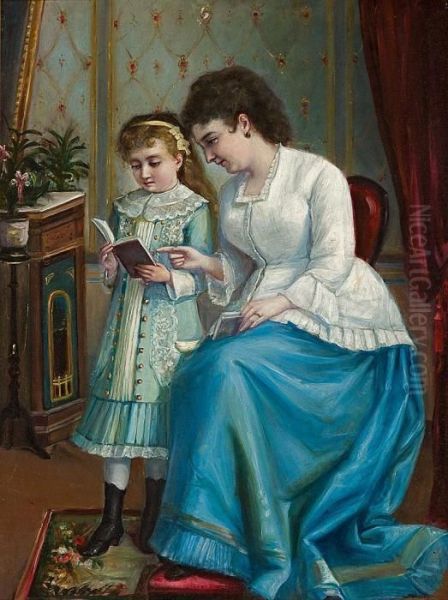 La Lectura Oil Painting by Ramon Marti Y Alsina