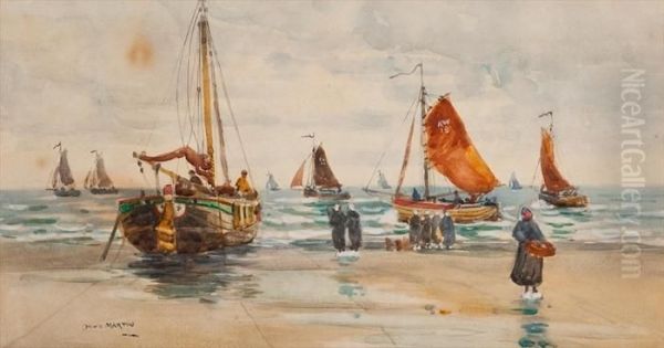 Along The Dutch Coast Oil Painting by David Martin