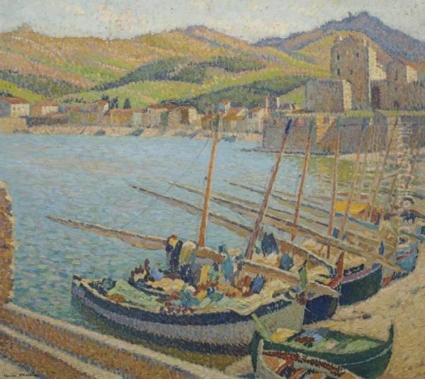 Barques A Collioure Oil Painting by Henri Martin