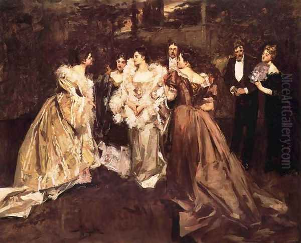 At the Ball Oil Painting by Albert B. Wenzell