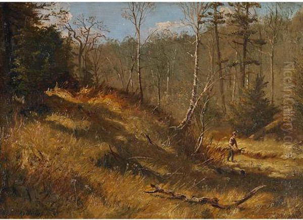 Hunter In The Woods Oil Painting by Thomas Mower Martin