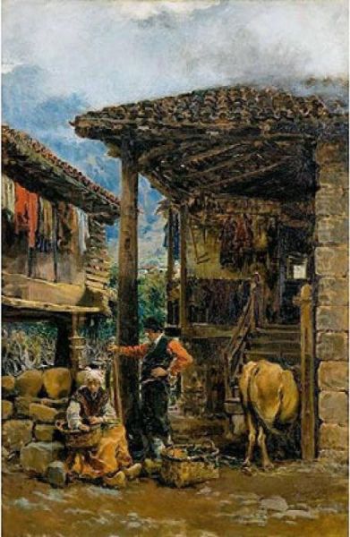 Horreo Asturiano Oil Painting by Salvador Martinez Cubells