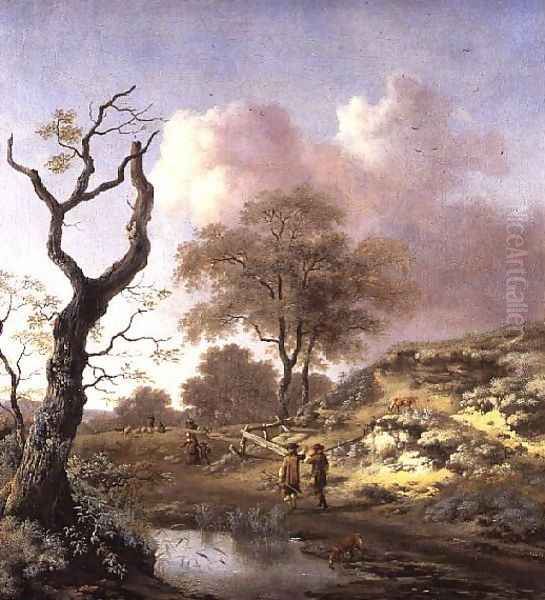 A Hilly Landscape, early 1660s Oil Painting by Jan Wijnants