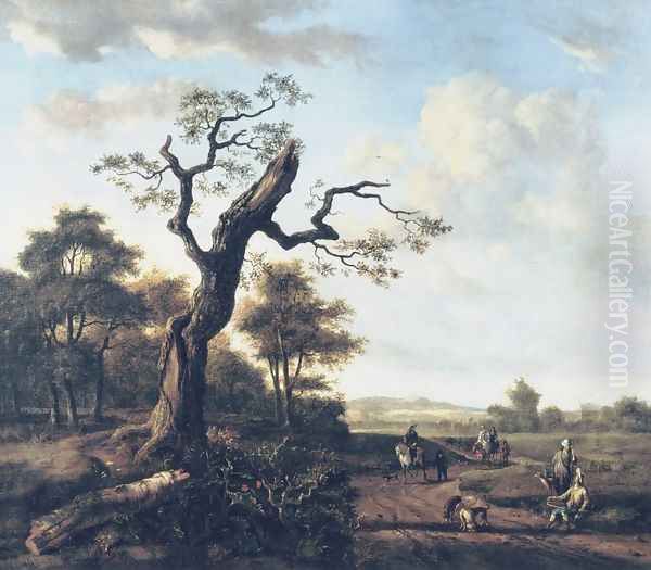 Landscape with a Hawking party Oil Painting by Jan Wijnants