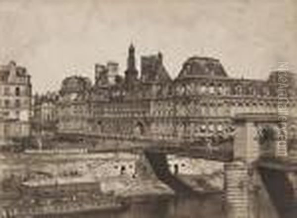 Hotel De Ville De Paris Oil Painting by Charles Marville