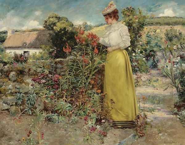 Among the Flowers, Giverny Oil Painting by John Dawson Watson