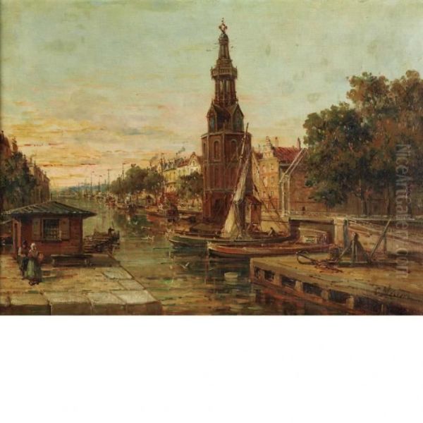 The Waterway Oil Painting by Gustave Mascart