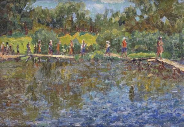 At The Lake Oil Painting by Ilya Ivanovich Mashkov