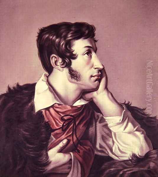 Portrait of Adam Bernard Mickiewicz (1798-1855) Oil Painting by Walenty Wankowicz