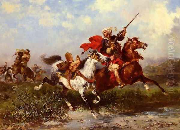 Combats De Cavaliers Arabes (Battle of the Arab Cavaliers) Oil Painting by Georges Washington