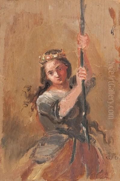 Joanna D'arc - Szkic Oil Painting by Jan Matejko