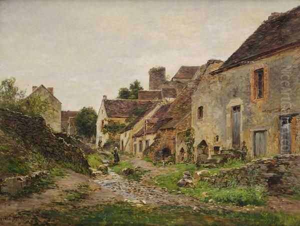 La Sortie Du Village Oil Painting by Gabriel Mathieu