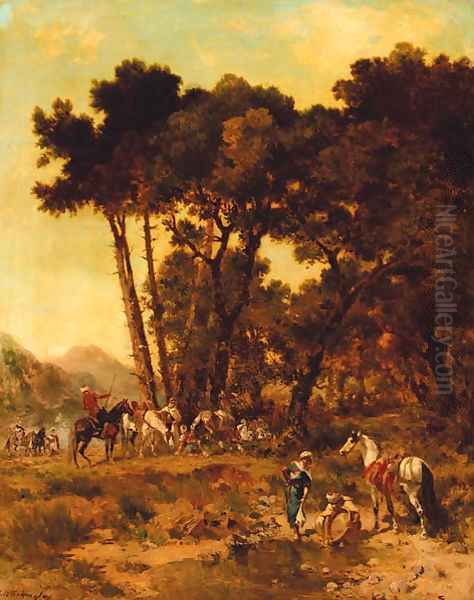 An Arab encampment Oil Painting by Georges Washington