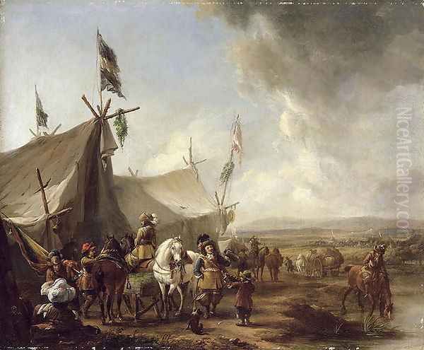 In front of the Market Tent Oil Painting by Pieter Wouwermans or Wouwerman