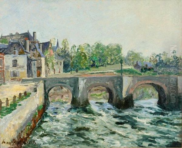 Le Pont Saint-goustan A Auray: Morbihan Oil Painting by Maxime Maufra