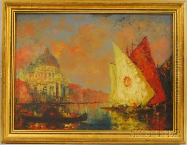 View Of The Santa Maria Della Salute, Venice Oil Painting by Francois Maury