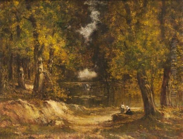 Scene De Sous-bois Anime Oil Painting by Francois Maury