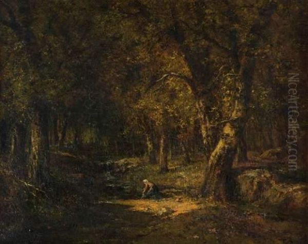 Lavandiere Dans La Foret. Oil Painting by Francois Maury