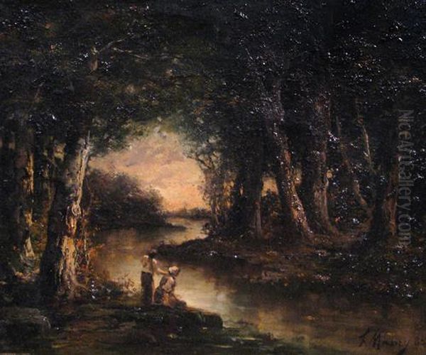 At Theriver Oil Painting by Francois Maury