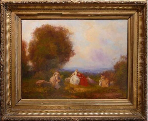 Elegantes Dans Un Paysage Oil Painting by Francois Maury