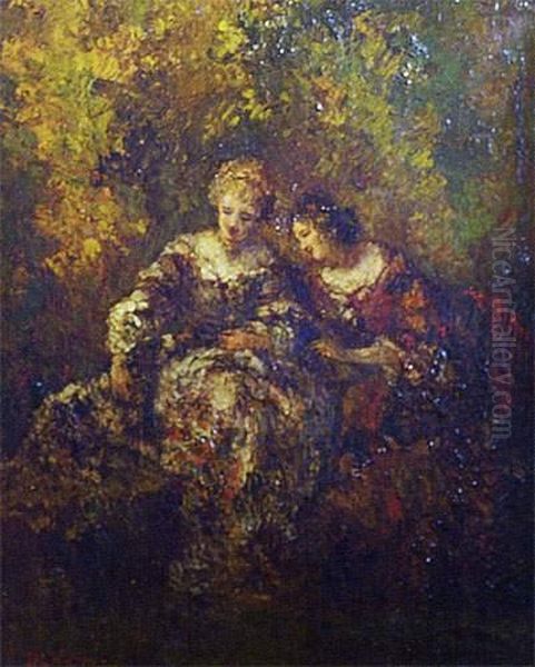 Femmes Dans Un Parc Oil Painting by Francois Maury