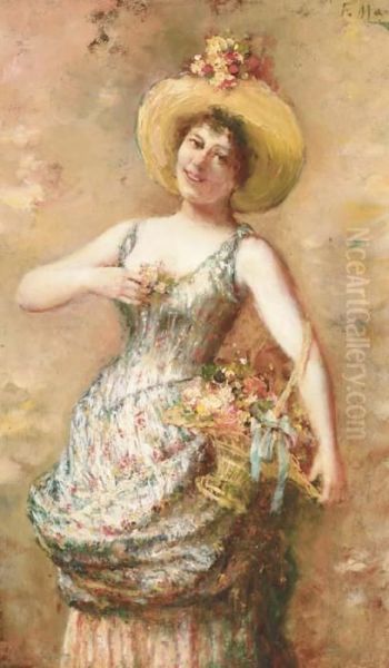 The Flower Seller Oil Painting by Francois Maury