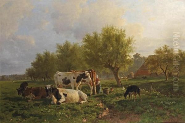 Milking Time Oil Painting by Anton Mauve