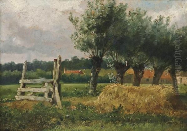 Landschap Met Knotwilgen: Landscape With Willow Trees Oil Painting by Anton Mauve