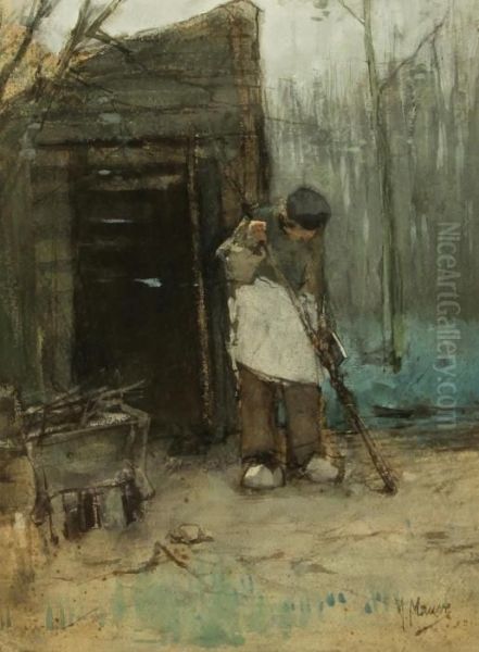 The Sweeper Oil Painting by Anton Mauve