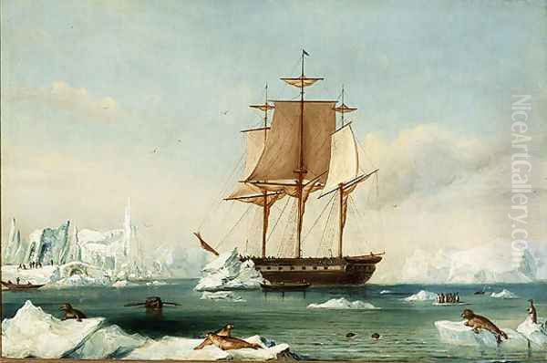 dSS 'Vincennes' Oil Painting by Captain Charles Wilkes