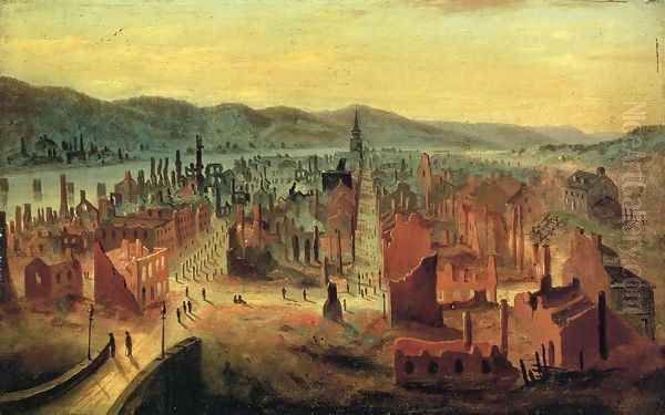 Pittsburgh after the Fire, 1845, from Boyd's Hill Oil Painting by William Coventry Wall