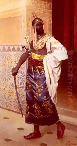 A Nubian Guard Oil Painting by Rudolphe Weisse