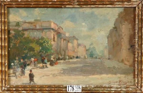 Coin De La Rue Royale Animee A Bruxelles Oil Painting by Jean Mayne