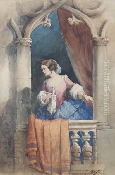 Dama Al Balcone Oil Painting by Salvatore Mazza