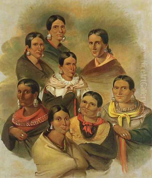 Eight Potawatomi Women Oil Painting by George Winter