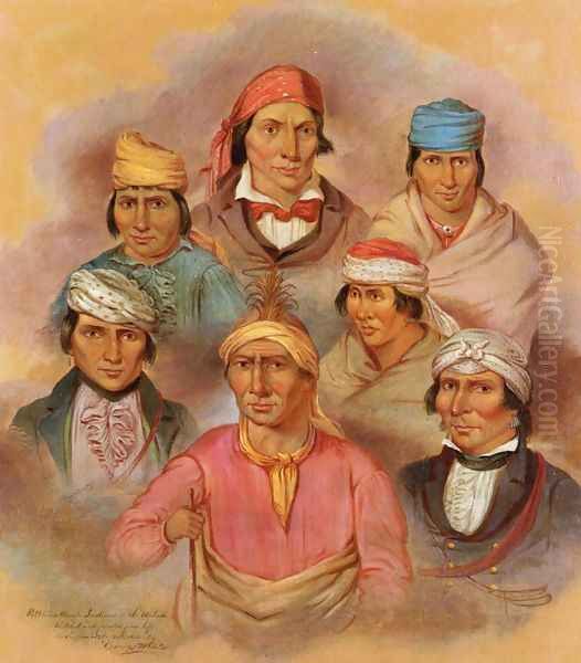 Seven Potawatomi Natives Oil Painting by George Winter