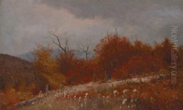 Mountain Pasture, Autumn Oil Painting by Jervis McEntee