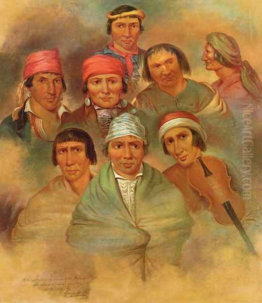 Eight Potawatomi Natives Oil Painting by George Winter