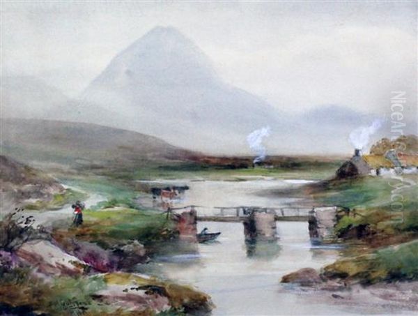 Old Bridge Near Gweedor, Donegal Moorland Oil Painting by William Bingham McGuinness