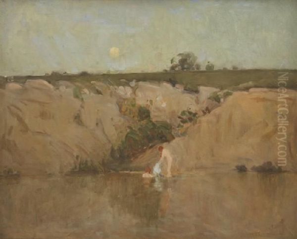 Bathers In Moonlight Oil Painting by William Beckwith Mcinnes