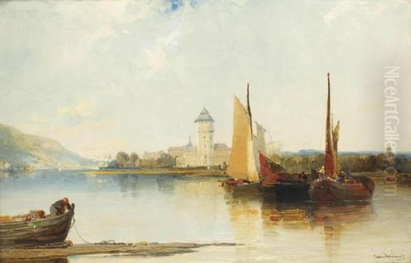 Oberlahnstein, On The Rhine Oil Painting by Arthur Joseph Meadows