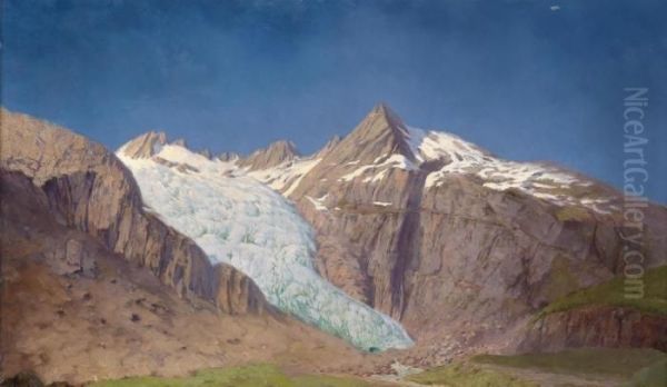 Glacier Oil Painting by Karl Mediz