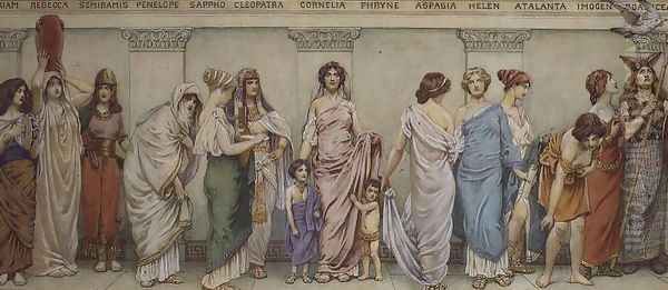 Great Women of Antiquity:Miriam, Rebecca, Semiramis, Penelope, Sappho, Cleopatra, Cornelia, Phryne, Aspasia, Helen, Atalanta, Imogen and Boadicea Oil Painting by Frederick Dudle Walenn