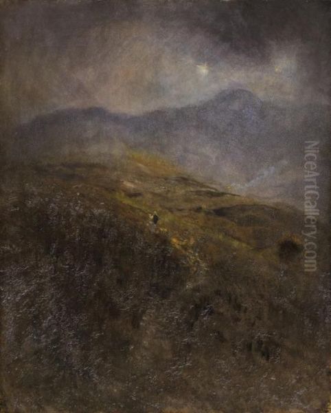 Tatranska Krajina V Mesacnom Svite Oil Painting by Ladislav Mednyanszky