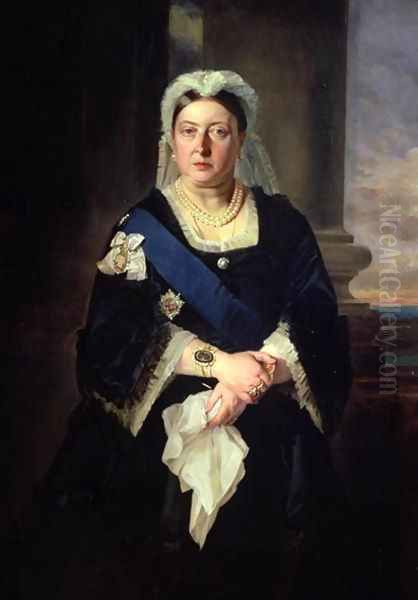 Queen Victoria (1819-1901) after Baron Heinrich von Angeli (1840-1925) Oil Painting by Henrietta Mary Ward